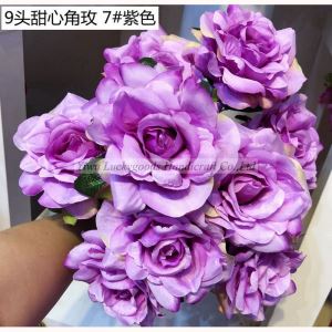 エレガントなベイビー ピンク ブライダル結婚式の花の花束偽プラスチック ローズ ブッシュ販売 LF651 の花