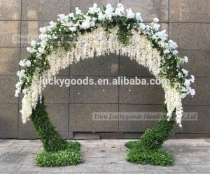 Güzel Benzersiz Çiçek Arch Ile Yeşil Romantik Ipek Çiçek Düğün Yaprak Mix Wisteria Arch Düğün Dekorasyon LFB1020