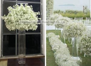 Toptan yol dekoratif beyaz Babysbreath çiçek topu merkezinde düğün partisi LFB1024 için lider